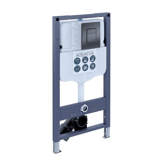 Комплект инсталляции Aquatek Pneumo N 49 с унитазом тип ободка открытый Glory клавиша Aquatek Pnn-0000003 серая