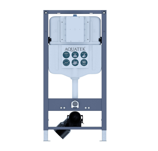 Комплект инсталляции Aquatek Pneumo N 49 с унитазом тип ободка открытый Glory клавиша Aquatek Pnn-0000004 чёрная