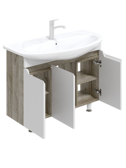 Тумба под накладную раковину Рондо 105x70 раковина Kirovit Сталь шкаф-пенал Рондо шкаф с зеркалом цвет корпуса белый