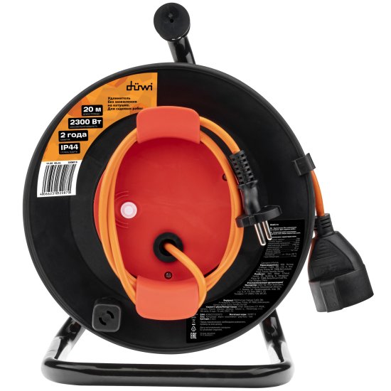 Удлинитель на катушке Duwi 1 розетка без заземления 20 м 2200 Вт цвет оранжевый