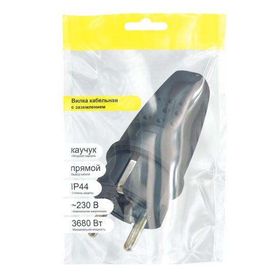 Вилка Duwi 230 В с заземлением цвет черный