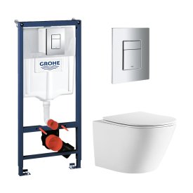 Комплект инсталляция и унитаз Aquatek Grohe Либерти Торнадо безободковый с микролифтом