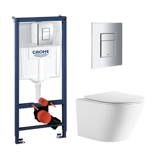 Комплект инсталляция и унитаз Aquatek Grohe Либерти Торнадо безободковый с микролифтом