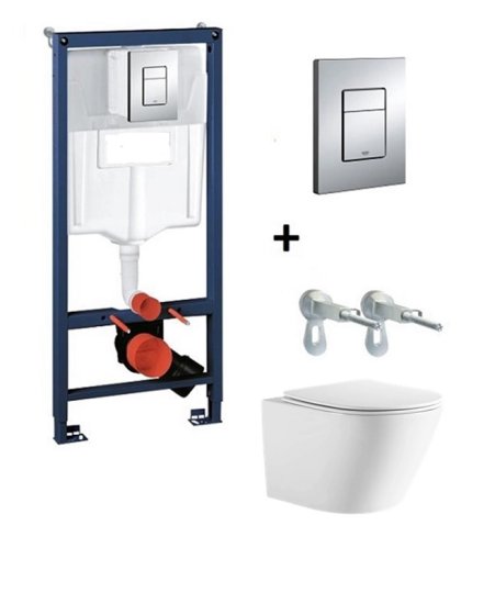 Комплект инсталляция и унитаз Aquatek Grohe Либерти Торнадо безободковый с микролифтом