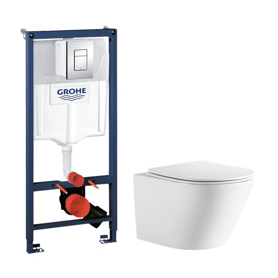 Комплект инсталляция и унитаз Aquatek Grohe Либерти Торнадо безободковый с микролифтом