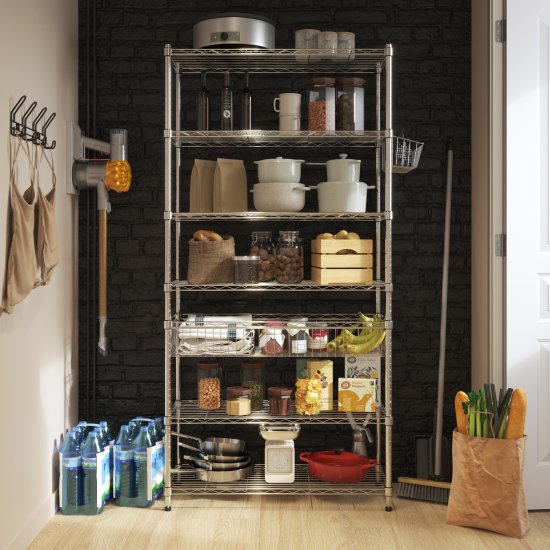 Стеллаж сетчатый KONSENSA 90x35x180 см цвет хром