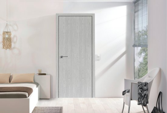 Дверь межкомнатная глухая Ясень 90x200 см Hardflex цвет серый с замком