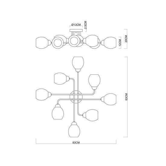 Люстра потолочная Arte Lamp Andrea E27 480 Вт 18,5 кв.м (A8141PL-8BK)