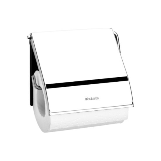 Держатель для туалетной бумаги Brabantia ReNew с крышкой сталь серебро (414589)