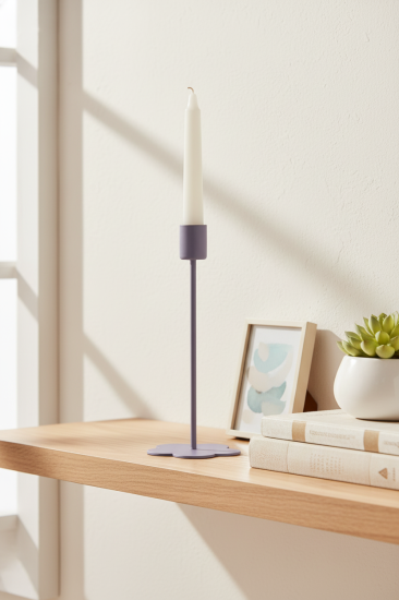 Подсвечник 19 см железо цвет фиолетовый