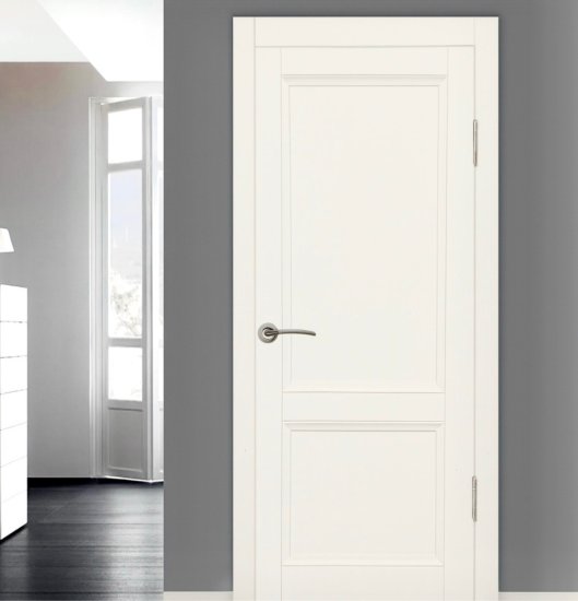 Дверь межкомнатная глухая Рондо 80x200 см Hardflex цвет белый с замком и петлями