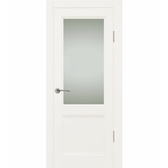 Дверь межкомнатная со стеклом Рондо 70x200 см Hardflex цвет белый с замком и петлями