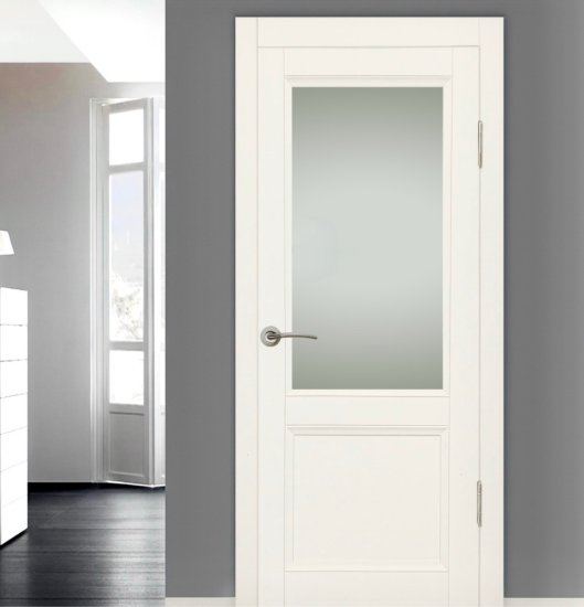 Дверь межкомнатная со стеклом Рондо 70x200 см Hardflex цвет белый с замком и петлями