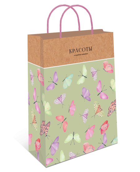 Подарочный пакет Арт и дизайн Крафт 26x32x12 см цвет разноцветный