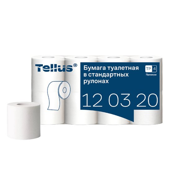 Туалетная бумага Tellus ТР-4 Премиум в стандартных рулонах 23 м (8 шт.) (120320)