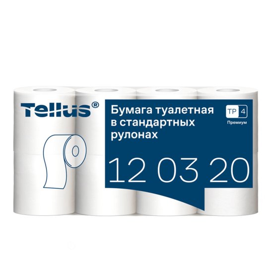 Туалетная бумага Tellus ТР-4 Премиум в стандартных рулонах 23 м (8 шт.) (120320)