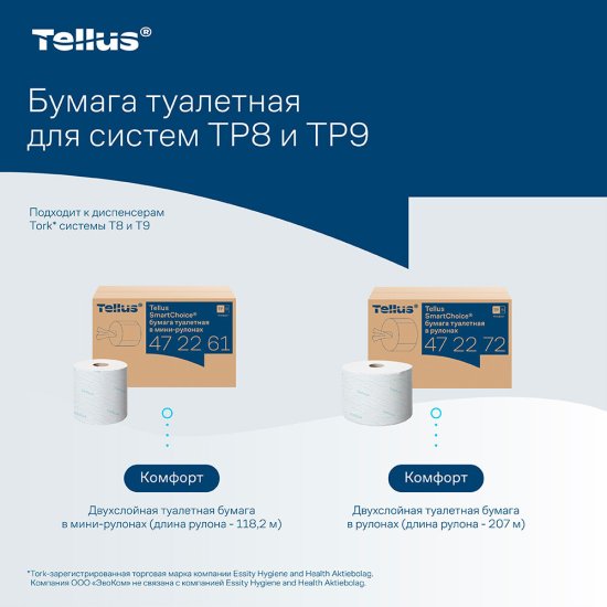 Туалетная бумага Tellus SmartChoice ТР-8 Комфорт 207 м (8 шт.) (472272)