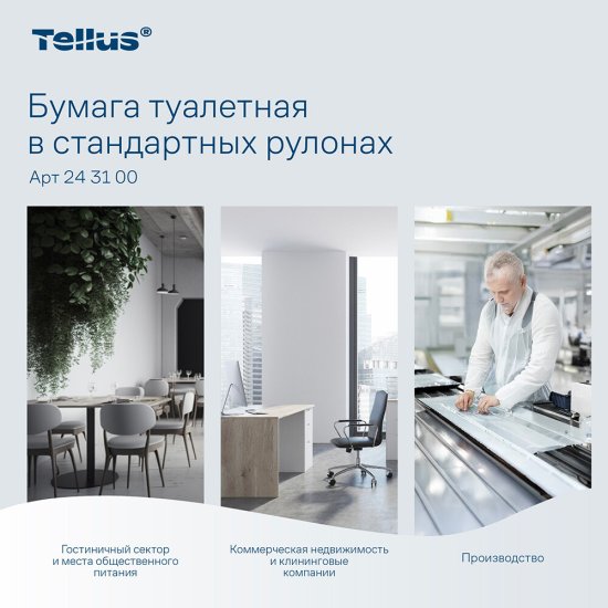 Туалетная бумага Tellus ТР-4 Премиум в стандартных рулонах 15 м (8 шт.) (243100)