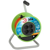 Удлинитель на катушке Эра ПВС 2х1 40 м 4 розетки 2200 Вт без заземления цвет оранжевый