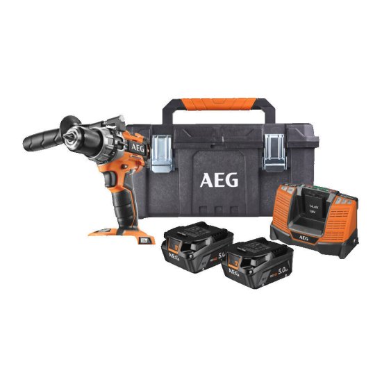 Дрель-шуруповерт ударная аккумуляторная бесщеточная AEG Проф BSB18CBLLI502C 18 В 5 Ач Li-Ion 2 АКБ и ЗУ (19308342)