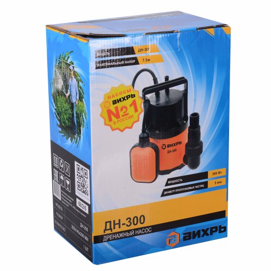 Насос дренажный Вихрь ДН-300 для чистой воды 133 л/мин (68/2/6)