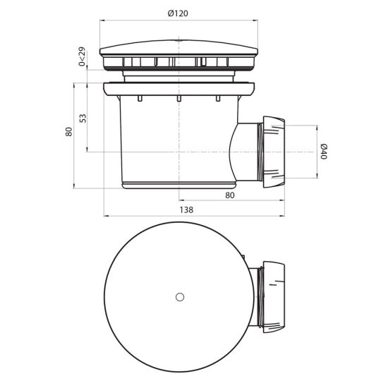 Сифон для душевого поддона Wirquin Турбийон 40-40/50 мм со съёмным стаканом слив d90 мм с выпуском d115 мм с соединением 40/50 мм (30987199)