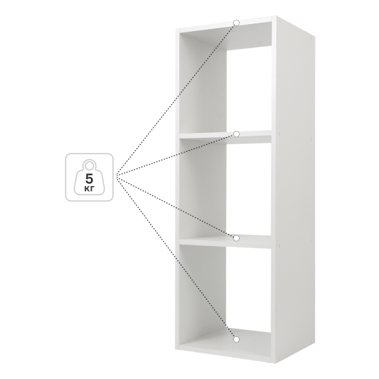 Стеллаж KONSENSA Руан 3 секции 36x104x31.7 см ЛДСП цвет белый