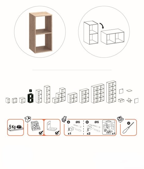 Стеллаж KONSENSA Руан 2 секции 36x70x31.7 см ЛДСП цвет дуб комано
