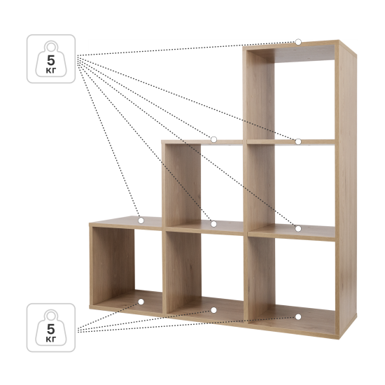 Стеллаж KONSENSA Руан 6 секций 104x104x31.7 см ЛДСП цвет дуб комано