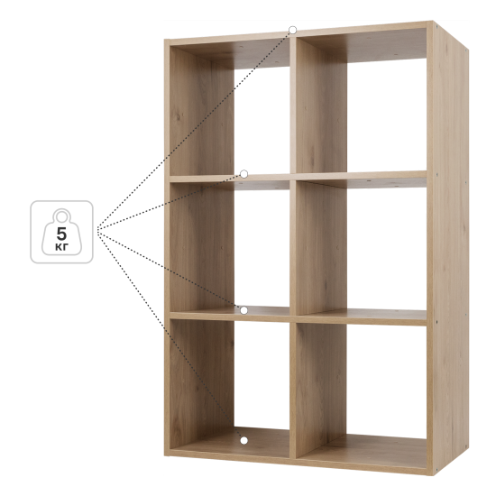 Стеллаж KONSENSA Руан 6 секций 70x104x31.7 см ЛДСП цвет дуб комано