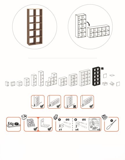 Стеллаж KONSENSA Руан 10 секций 70x173x31.7 см ЛДСП цвет дуб комано