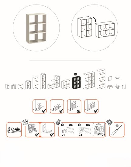 Стеллаж KONSENSA Руан 6 секций 70x104x31.7 см ЛДСП цвет белый