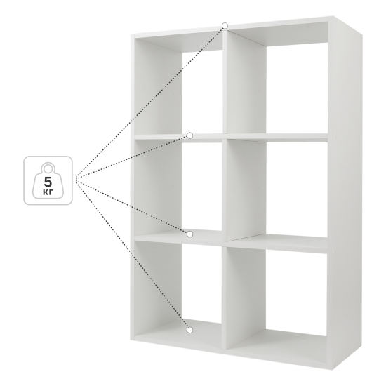 Стеллаж KONSENSA Руан 6 секций 70x104x31.7 см ЛДСП цвет белый