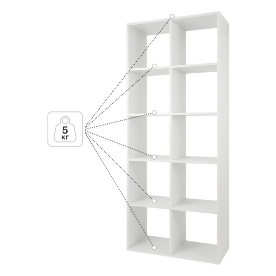 Стеллаж KONSENSA Руан 10 секций 70x173x31.7 см ЛДСП цвет белый