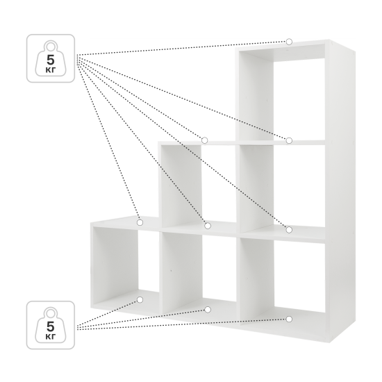 Стеллаж KONSENSA Руан 6 секций 104x104x31.7 см ЛДСП цвет белый