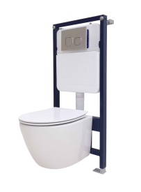 Комплект инсталляция Grant с унитазом Aura Торнадо безободковый с микролифтом клавиша цвет хром