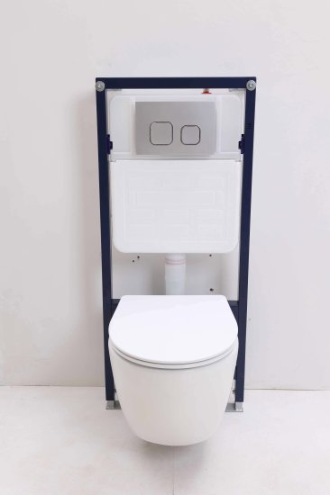 Комплект инсталляция Grant с унитазом Aura Торнадо безободковый с микролифтом клавиша цвет хром