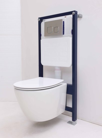 Комплект инсталляция Grant с унитазом Aura Торнадо безободковый с микролифтом клавиша цвет хром