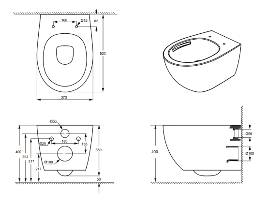 Комплект инсталляция Grant с унитазом Aura Торнадо безободковый с микролифтом клавиша цвет хром