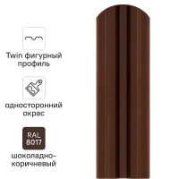 Штакетник стальной Twin фигурный 100 мм 1.5 м односторонний RAL 8017 коричневый 10 шт.