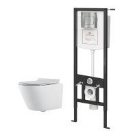 Комплект инсталляция и унитаз Culto Eddy безободковый с микролифтом клавиша цвет белый