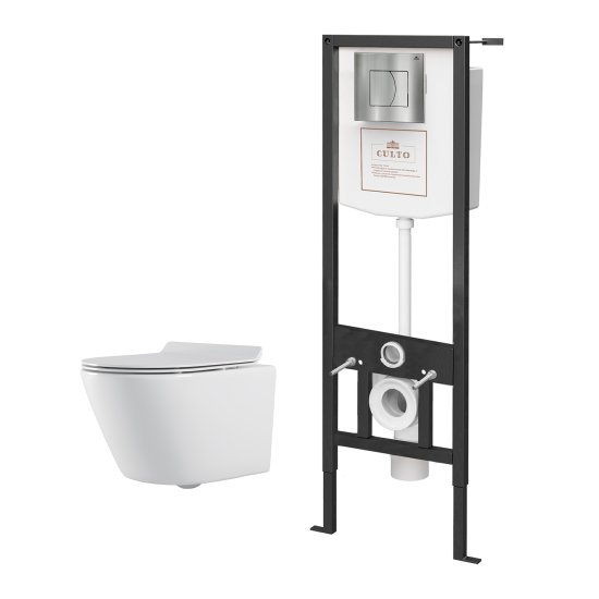 Комплект инсталляция и унитаз Culto Eddy безободковый с микролифтом клавиша цвет белый