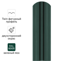 Штакетник стальной Twin фигурный 100 мм 1.5 м двухсторонний фигурная кромка RAL 6005 зеленый 10 шт.
