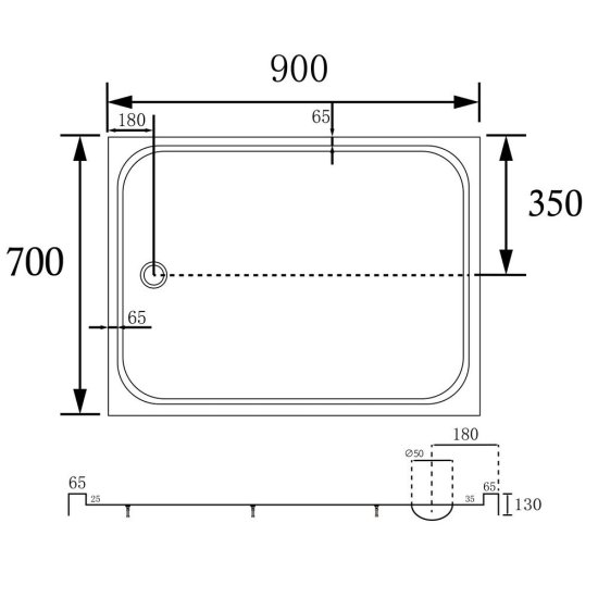 Поддон Abber акриловый 70х90х13 мм прямоугольник белый низкий (AD3C907)