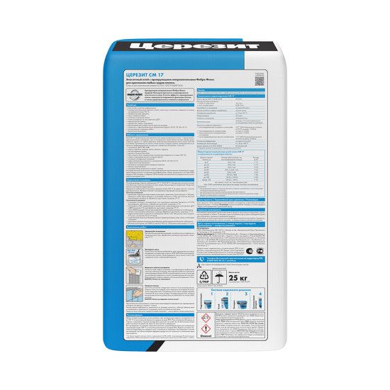 Клей для плитки и керамогранита Церезит СМ 17 FibreForce эластичный серый класс C2 TE S1 25 кг