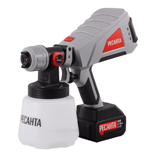 Краскопульт аккумуляторный Ресанта 75/17/3, 20 В Li-ion 4 Ач, 0.8 л/мин