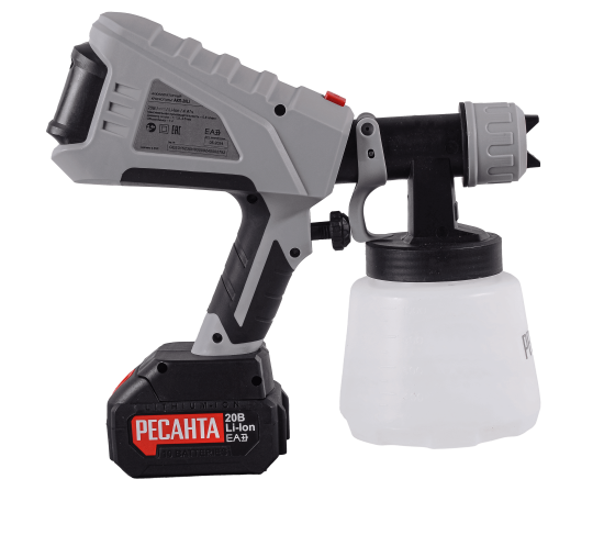 Краскопульт аккумуляторный Ресанта 75/17/3, 20 В Li-ion 4 Ач, 0.8 л/мин