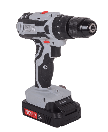 Дрель-шуруповерт аккумуляторная Ресанта ДА-18-2ЛК-У, 18 В Li-Ion 2 Ач