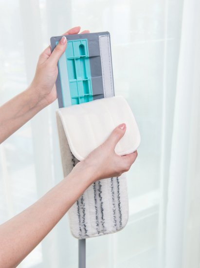 Швабра с плоской насадкой You'll Love Дуо микрофибра серый/бирюзовый 127 см