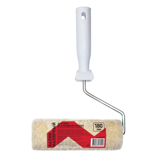 Валик натуральный мех 180 мм d42 мм ворс 12 мм для алкидной основы с ручкой